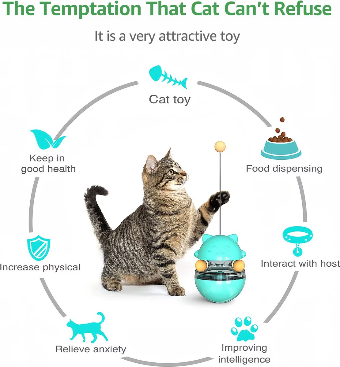 Juguete Interactivo Tambaleante para Gato – Con Dispensador de Comida